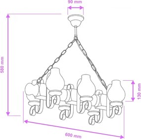 Lustră pe lanț Brilagi RUSTIC 6xE14/40W/230V fag/nuc