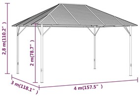 Foisor cu acoperis, antracit, 4x3 m 4 x 3 m, Fara perete lateral