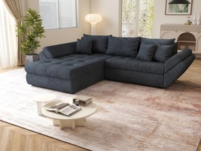 Colțar extensibil dumonde cu ladă de depozitare si sezut confortabil din spuma high-density, Loana Enjoy Antracit 270x185 cm