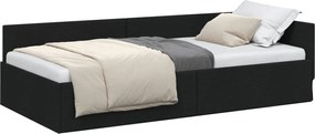 vidaXL Cadru de pat colțar cu headboard Negru 80 cm x 200 cm țesătură