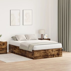 vidaXL Cadru de pat cu depozitare Stejar fumuriu 120x190 cm