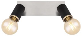 Aplica de perete / tavan cu 2 spoturi directionabile design modern Joseba negru, nichel mat