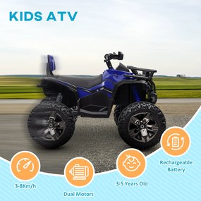 HOMCOM ATV Electric pentru Copii 3-5 Ani, Motocicletă Electrică pentru Copii cu Muzică, 100x65x73 cm, Albastru | Aosom Romania