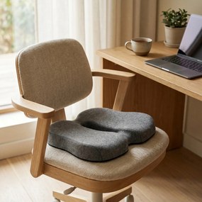 Perna ortopedica sezut tripla protectie prostata/hemoroizi/coccis, memory foam, Gri