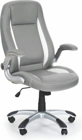Scaun gaming SATURN, gri, piele ecologica perforata, 67x65x112/120 cm