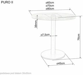 Masă de dining neagră cu blat din stejar PURO II fi 80