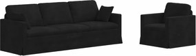 vidaXL Set de canapea 2 pcs Negru 228 x 78 x 80 cm Catifea