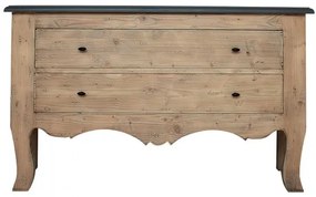 Comoda natur, din lemn de pin, cu 2 sertare, aspect vintage, Justine