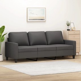 Canapea cu 3 locuri, gri, 180 cm, piele ecologica