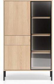 Vitrină înaltă cu sertar și iluminare Harmona 92 cm - stejar lindberg