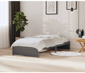 Cadru de pat, gri, 90x200 cm, lemn masiv Gri, 90 x 200 cm