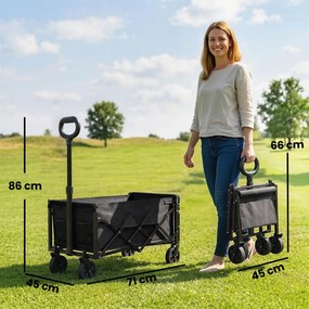 Outsunny Cărucior 80L pliabil, cărucior de grădină/transport cu mâner telescopic, clapă din spate, suport pentru băuturi | Aosom Romania