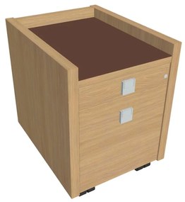 Comodă mobilă Verno 47 x 60 cm cu sticlă, 2 sertare, stejar deschis / maro