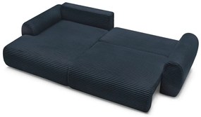 Colțar albastru închis extensibil cu tapițerie din catifea reiată (cu colț pe partea stângă ) Lucien – Bobochic Paris