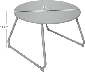 Outsunny Masă de cafea de grădină rotundă, masă de cafea de exterioare, Ø60 cm, picioare reglabile antiderapante, metal epoxidic, gri | Aosom Romania