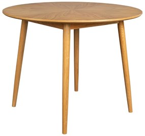 Masă de dining rotundă cu blat cu aspect de lemn de stejar ø 100 cm Fabio – White Label