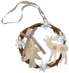 Coronita Craciun cu ren si bradut WOODY, 14cm