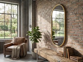 Oglinda ovala de perete OLVANI 100x50 cm cu rama aurie