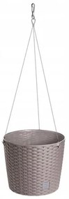Ghiveci decorativ cu lant, Prosperplast, Rato Round, rotund, cafeniu, 25.6x21.9 cm
