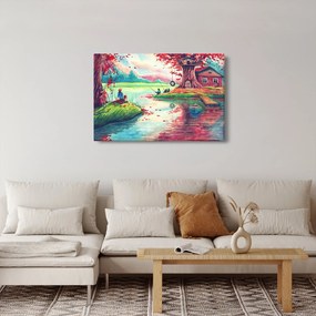 Tablou - Acuarelă, Golf într-un sat de munte (90x60 cm)