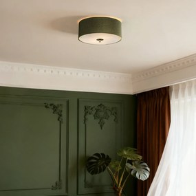 Plafonieră rustică verde 30 cm - Drum Jute