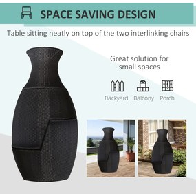 Set Mobilier Gradina Outsunny, Ratan cu 3 Piese si Perne Decorative, Maro inchis | Aosom RO