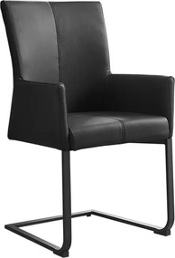 Scaun cu brate, Metal, Piele Naturala, Negru, SAMSON A-45176 VC