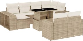 vidaXL Set canapele de grădină cu perne, 11 piese, bej, poliratan