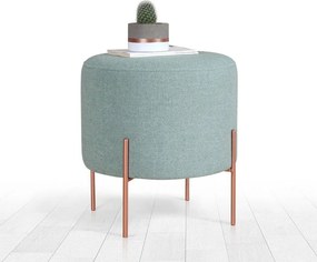 Taburet COPPER 43, verde menta/cupru, material textil/otel, 40x40x42 c