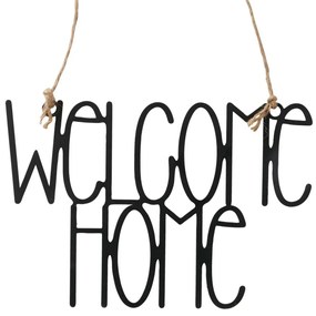 Inscripție metalica Welcome Home, negru, 26,5 x 18 cm