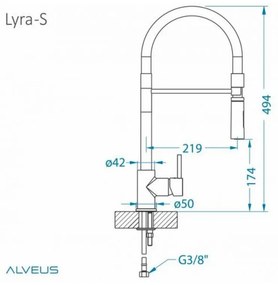 Baterie chiuveta bucatarie cu pipa flexibila Alveus Lyra S