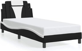 vidaXL Cadru de pat, Viana, fără saltea, negru și alb, 90x200 cm piele ecologică