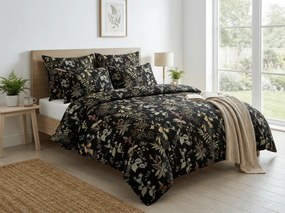 Lenjerie de pat din bumbac Renforce FLORWELLA negru Dimensiune lenjerie de pat: 2 buc 70 x 90 cm | 200 x 220 cm