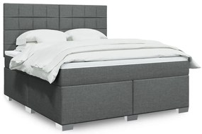 vidaXL Pat box spring cu saltea, gri închis, 180x200 cm, textil