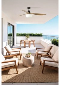 FARO 34360WT-11L-Ventilator de tavan OUTWOOD L 1xE27/15W maro/negru Ø150 cm WT IP44+telecomandă