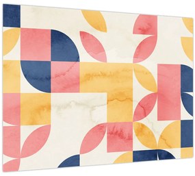 Tablou pe sticlă - Abstracție cu modele retro (70x50 cm)