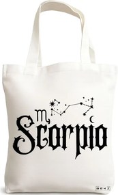 Sacosa de Panza pentru Cumparaturi, Geanta Tote, model Scorpio 38 x 34.5 cm, Alba, BEKZ®