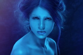 Tablou Canvas - Femeie sexy cu ruj albastru