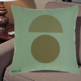 Perna Decorativa Geometric Minimalist Auriu, 40x40 cm, Verde, Husa Detasabila, Perna Inclusa, BEKZ®