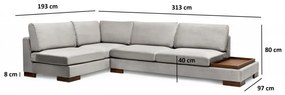 Coltar Tulip Corner Left With Pouf, Gri Deschis