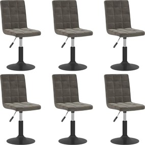 vidaXL Scaune de sufragerie pivotante, 6 buc, gri închis, catifea