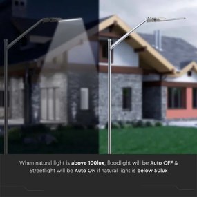 Lampă LED stradală cu senzor crepuscular LED/100W/230V 6500K IP65 gri