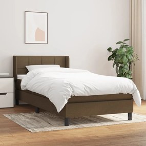 3129676 vidaXL Pat box spring cu saltea, maro închis, 90x190 cm, textil
