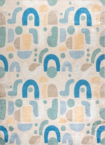 BAMBINO 61460 covor lavabil Geometrică pentru copii anti-alunecare - bej / albastru