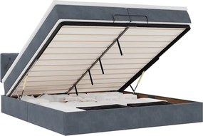 vidaXL Cadru de pat otoman cu saltele Gri închis 200x200cm catifea