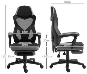Vinsetto Scaun de Birou Ergonomic Reclinabil cu Suport Picioare Retractabil, Gri | Aosom Romania