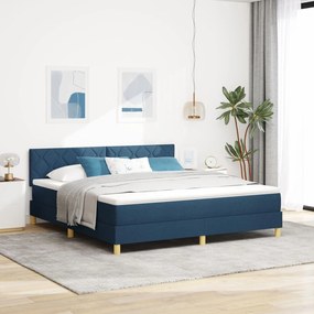 vidaXL Pat cu somieră și saltea albastră 180x200 cm din țesătură