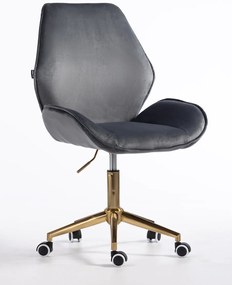 HR350K Scaun Grafit din Catifea Bază Aurie