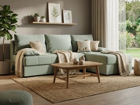 Canapea extensibila reversibila coltar VENORIA SLIM 200x143 cm, verde deschis + 2 perne GRATIS