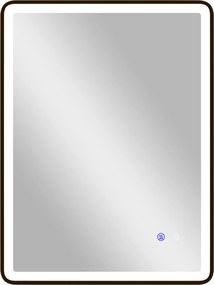 HOMCOM Oglindă baie LED Anti-aburire Oglindă machiaj dimabilă cu iluminare 80 x 60 cm Ramă neagră | Aosom Romania